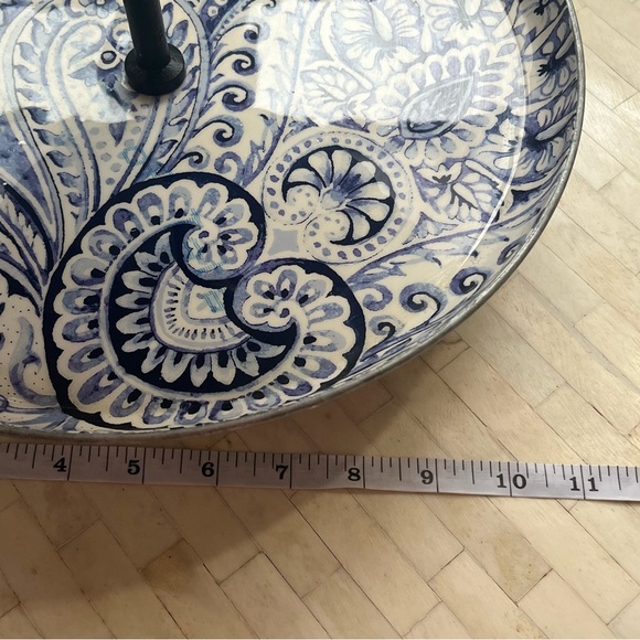 Blue and White Two-Tier Metal & Aluminum Serving Stand - Picture 8 of 9